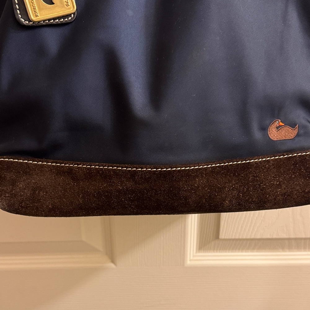 Dooney & Bourke Black Nylon Tote with Brown Suede Base - Picture 3 of 13